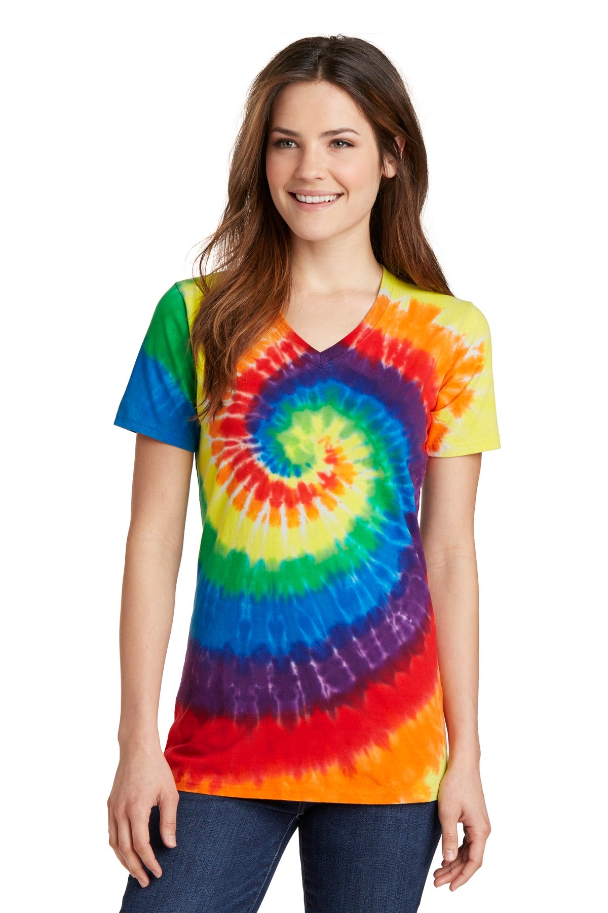 Port & Co™ Women's Tie-Dye V-Neck Tee. LPC147V