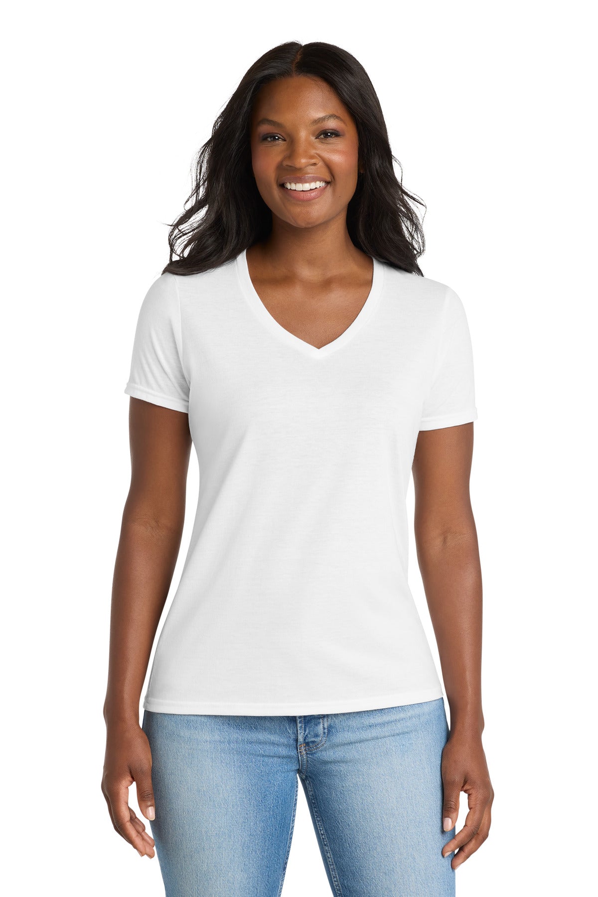 Port & Co™ Women's Performance Blend V-Neck Tee. LPC381V