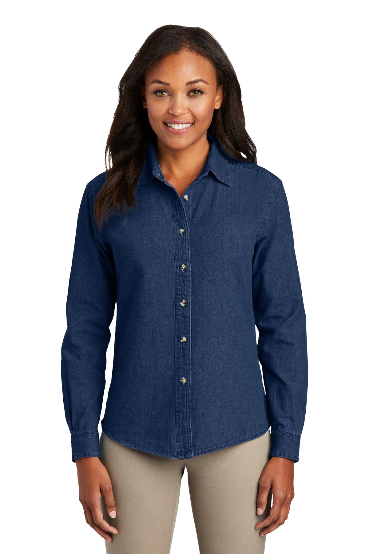 Port & Co™ Women's Long Sleeve Value Denim Shirt. LSP10