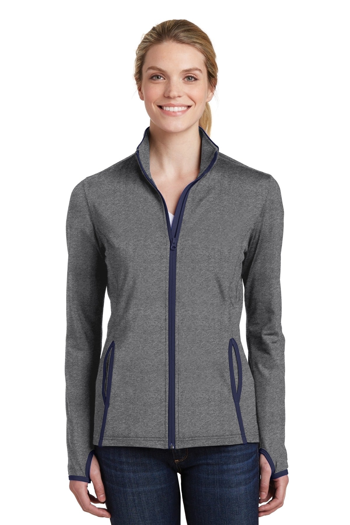 Sport-Tek® Women's Sport-Wick® Stretch Contrast Full-Zip Jacket. LST853