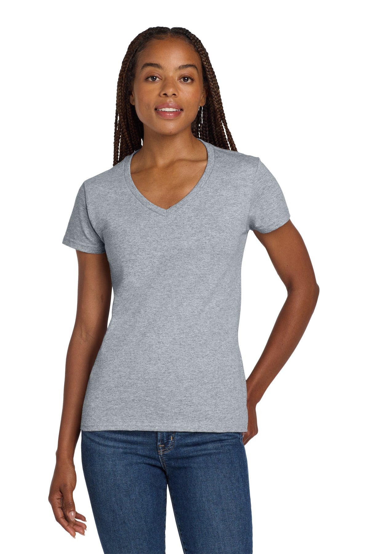 Gildan® Women's Heavy Cotton™ 100% Cotton V-Neck T-Shirt. 5V00L