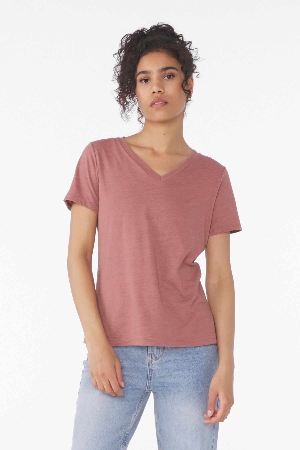 BELLA+CANVAS® Women's Relaxed Heather CVC V-Neck Tee BC6405CVC