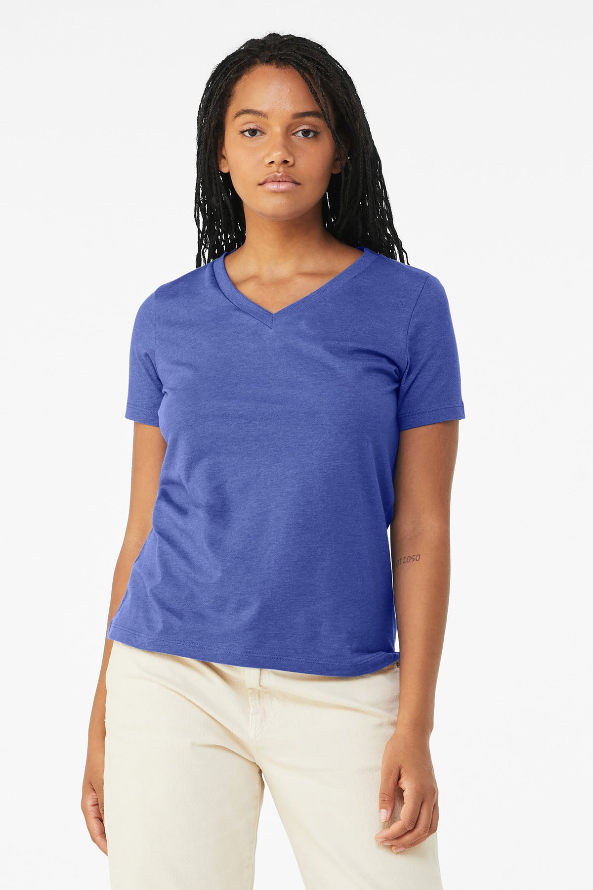 BELLA+CANVAS® Women's Relaxed Heather CVC V-Neck Tee BC6405CVC