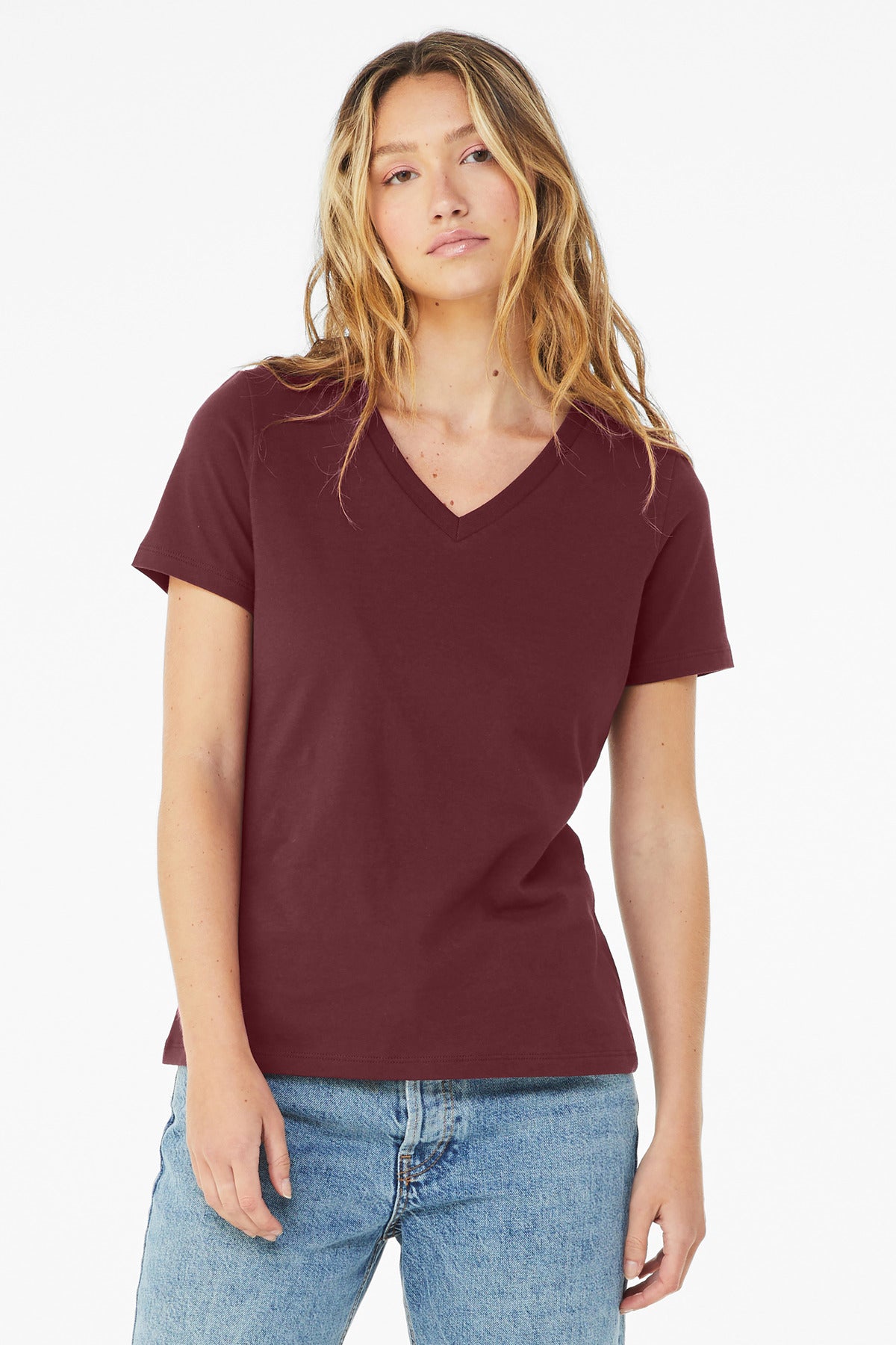 BELLA+CANVAS ® Women's Relaxed Jersey Short Sleeve V-Neck Tee. BC6405