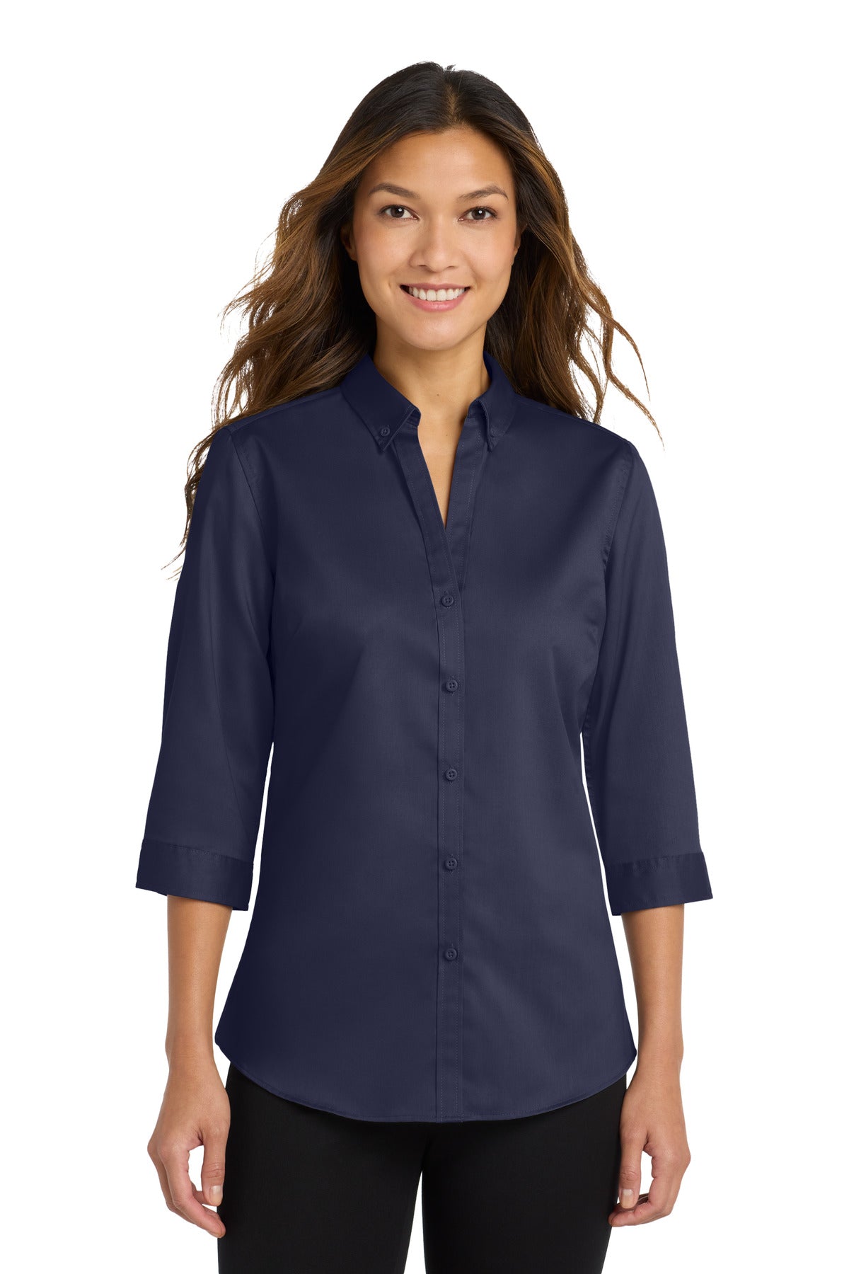 Port Authority® Women's 3/4-Sleeve SuperPro™ Twill Shirt. L665