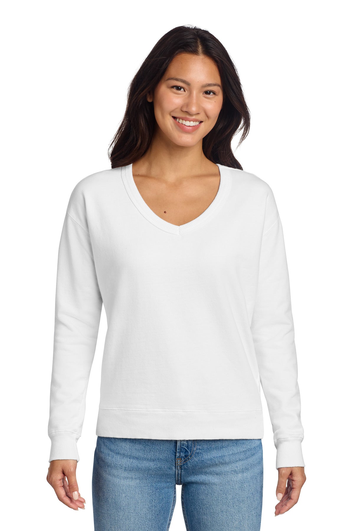 Port & Co™ Women's Beach Wash® Garment-Dyed V-Neck Sweatshirt LPC098V