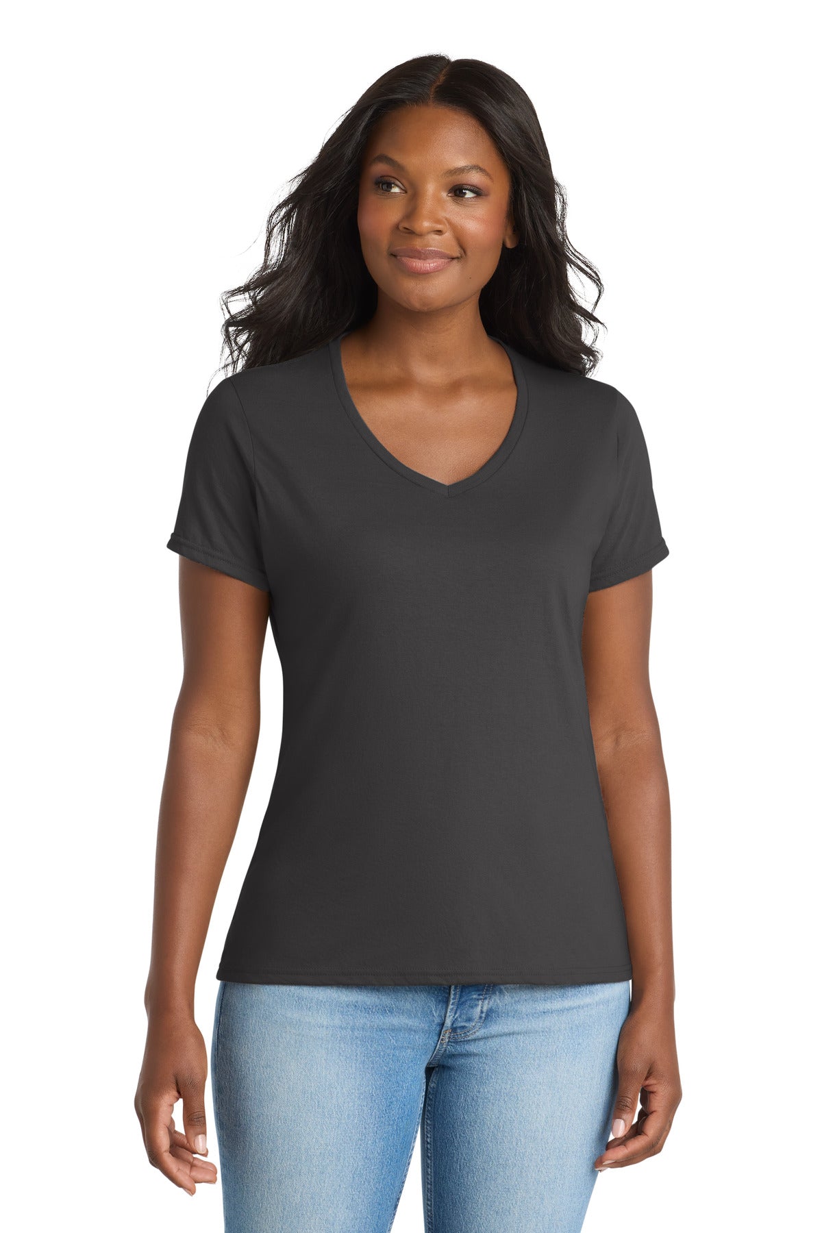 Port & Co™ Women's Performance Blend V-Neck Tee. LPC381V