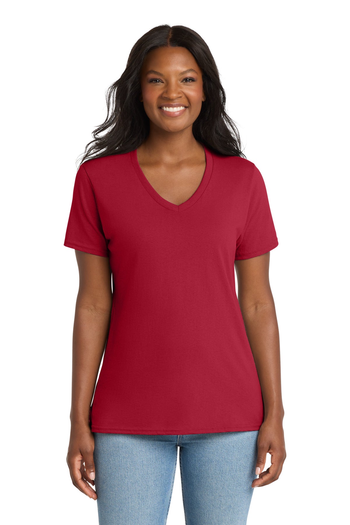 Port & Co™ Women's Core Cotton V-Neck Tee. LPC54V
