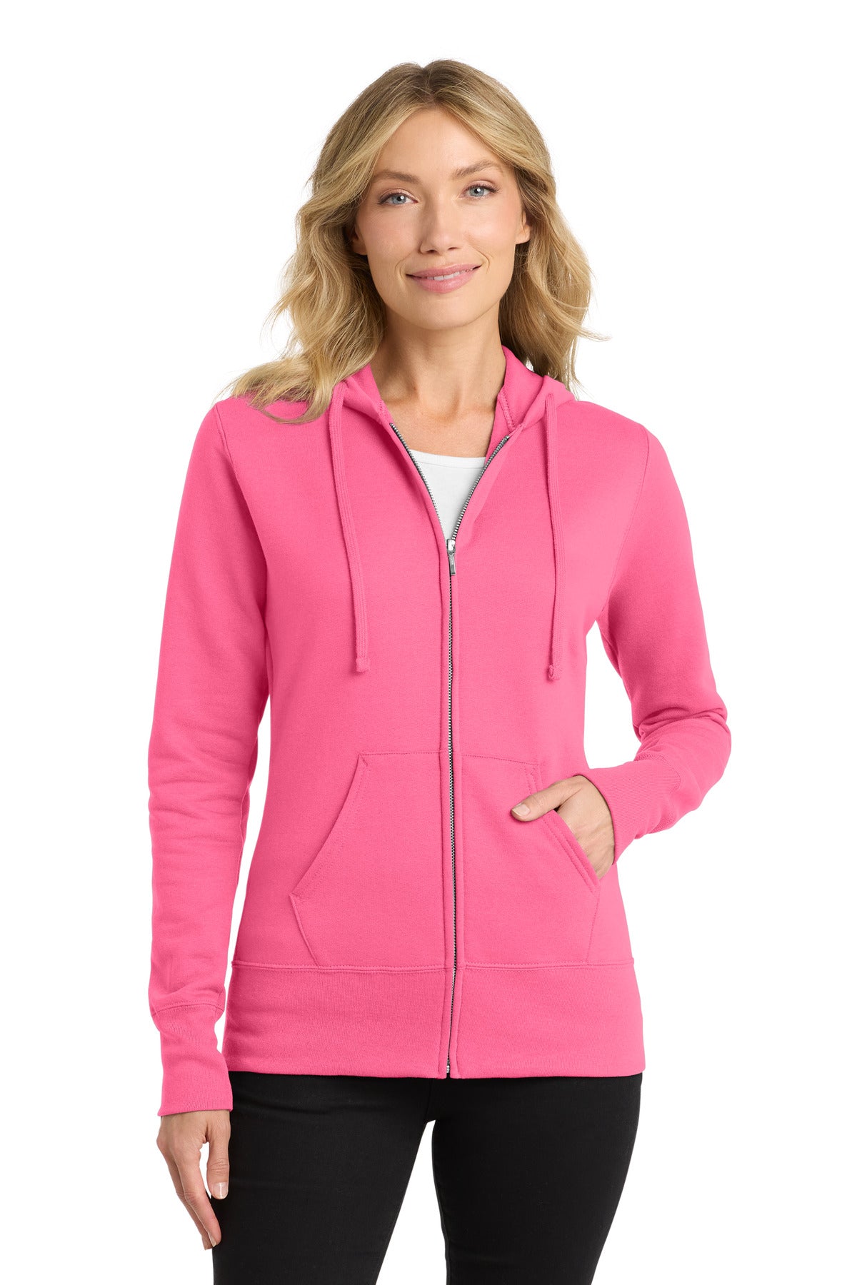 Port & Co™ Women's Core Fleece Full-Zip Hooded Sweatshirt. LPC78ZH