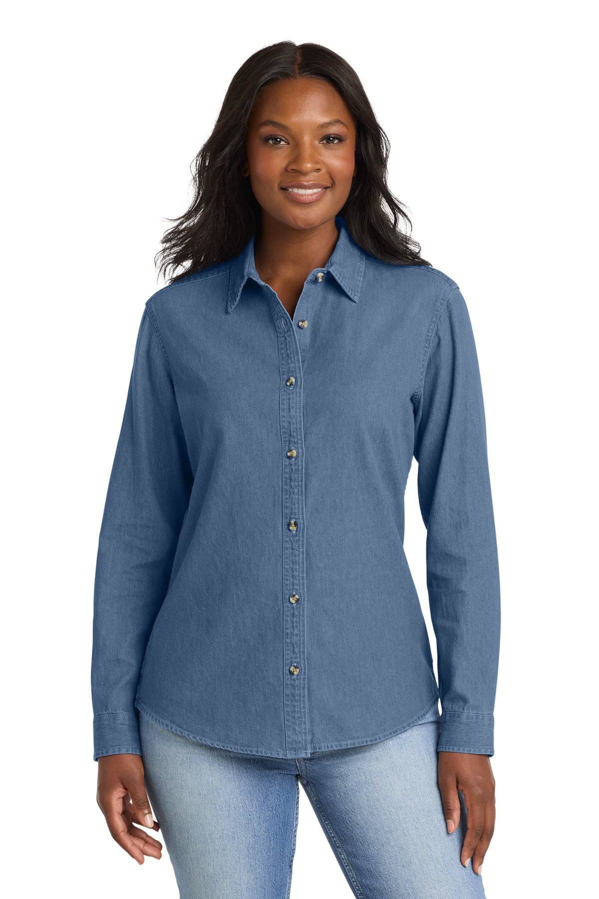 Port & Co™ Women's Long Sleeve Value Denim Shirt.  LSP10