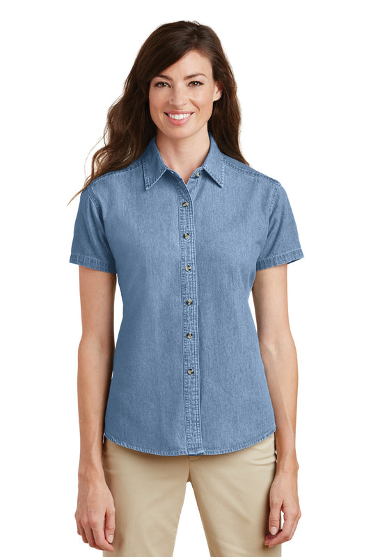 Port & Co™ Women's Short Sleeve Value Denim Shirt.  LSP11