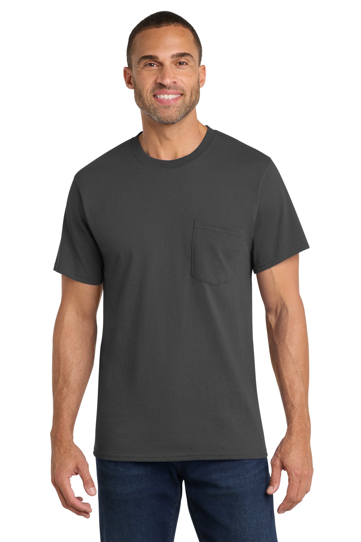 Port & Co™ Core Cotton Pocket Tee. PC54P