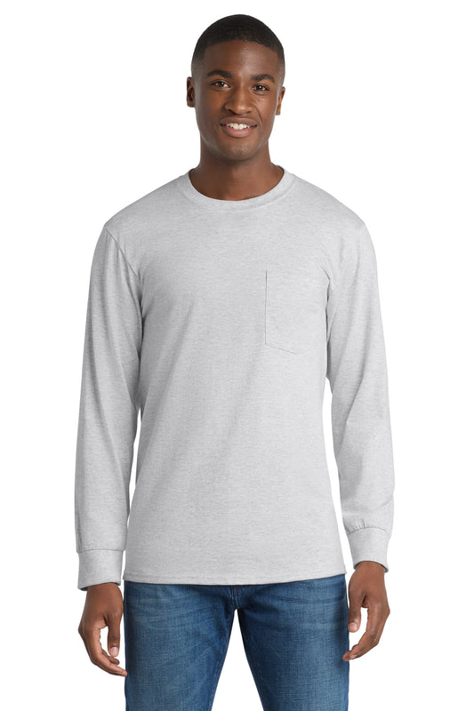 Port & Co™ Long Sleeve Essential Pocket Tee.  PC61LSP