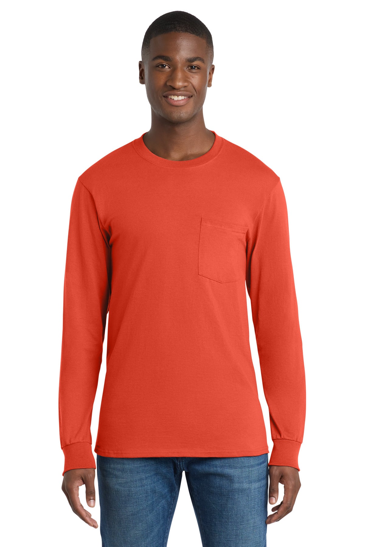 Port & Co™ Long Sleeve Essential Pocket Tee.  PC61LSP