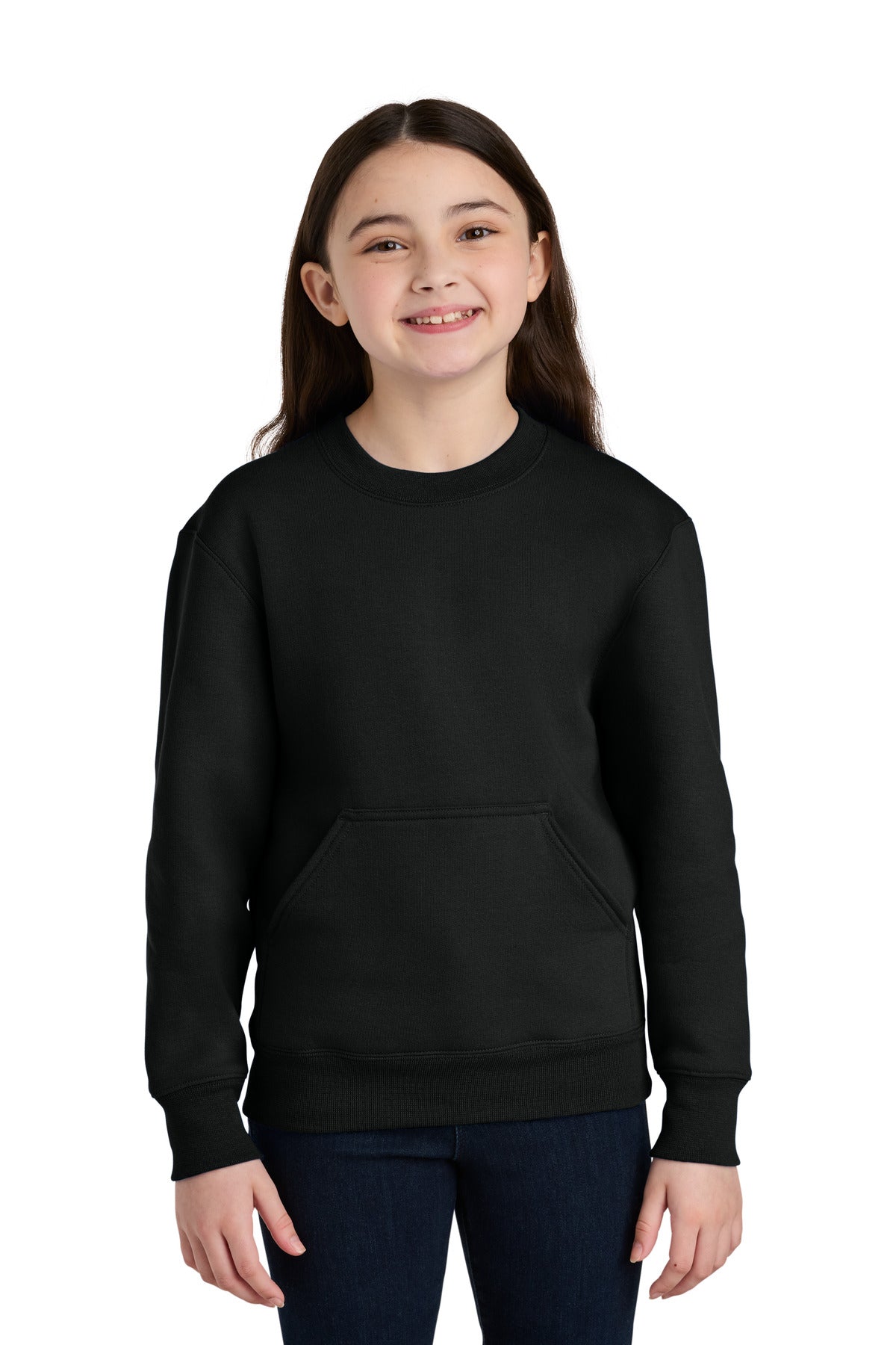 Port & Co™ Youth Core Fleece Crewneck Pocket Sweatshirt PC78YPKT