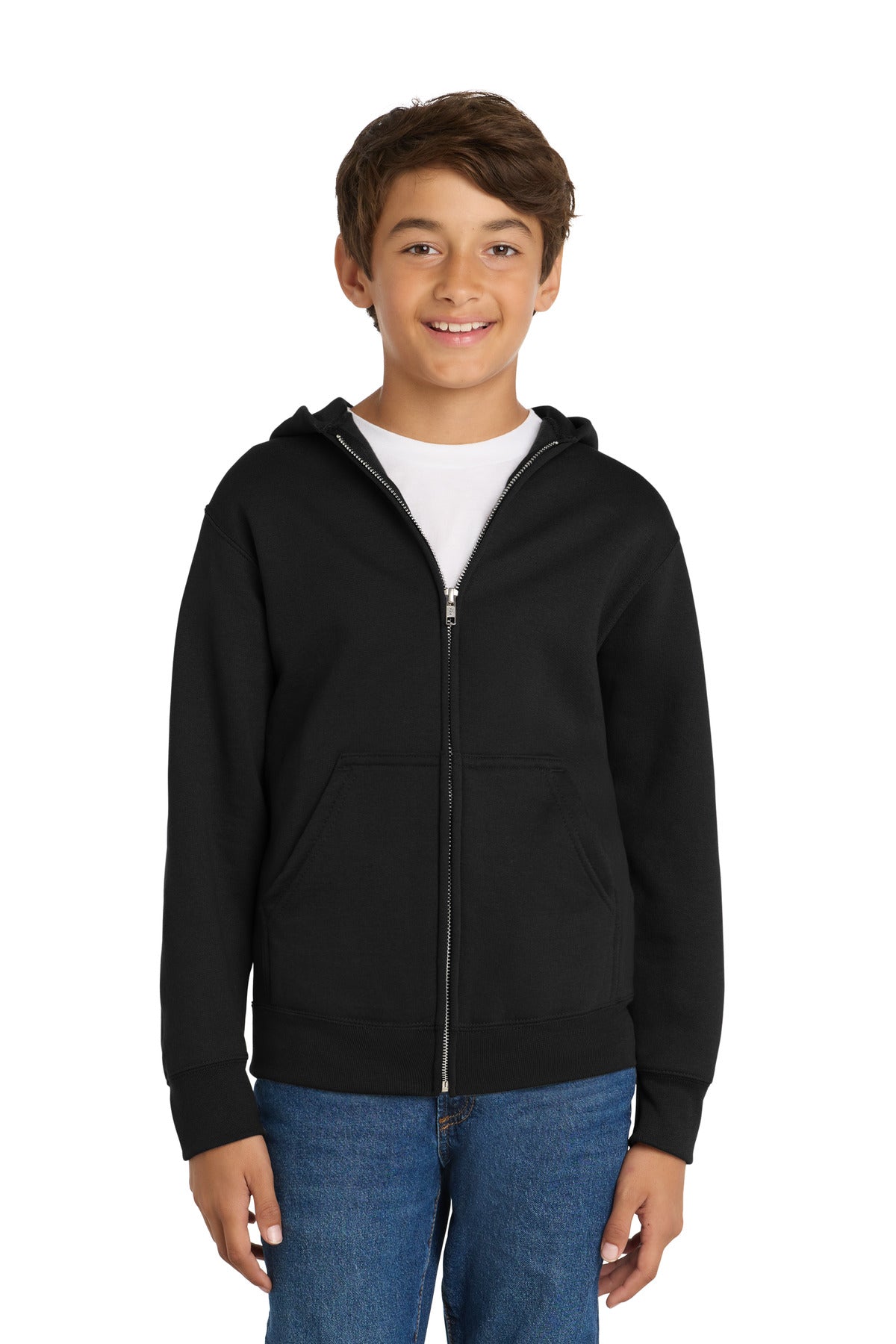 Port & Co™ Youth Core Fleece Full-Zip Hooded Sweatshirt.  PC90YZH