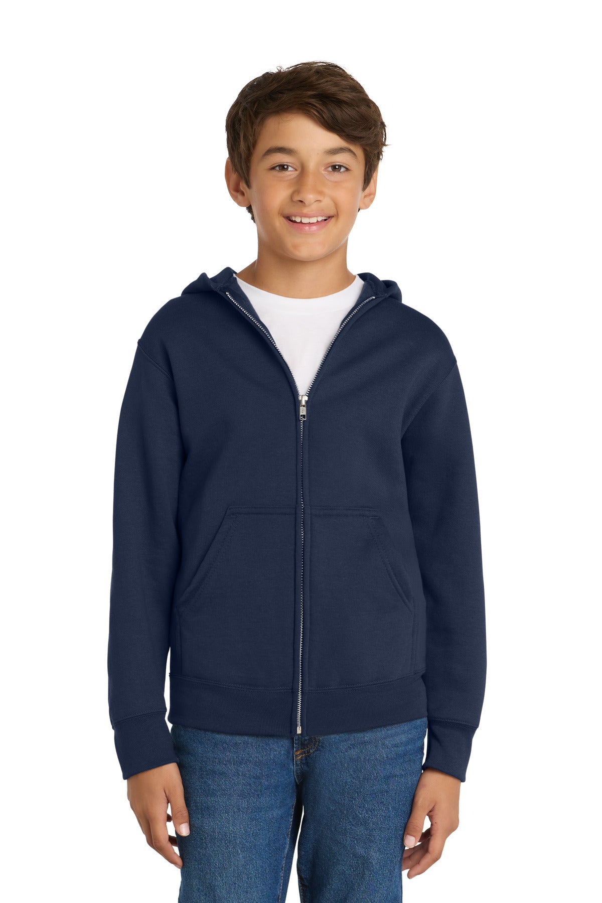 Port & Co™ Youth Core Fleece Full-Zip Hooded Sweatshirt.  PC90YZH