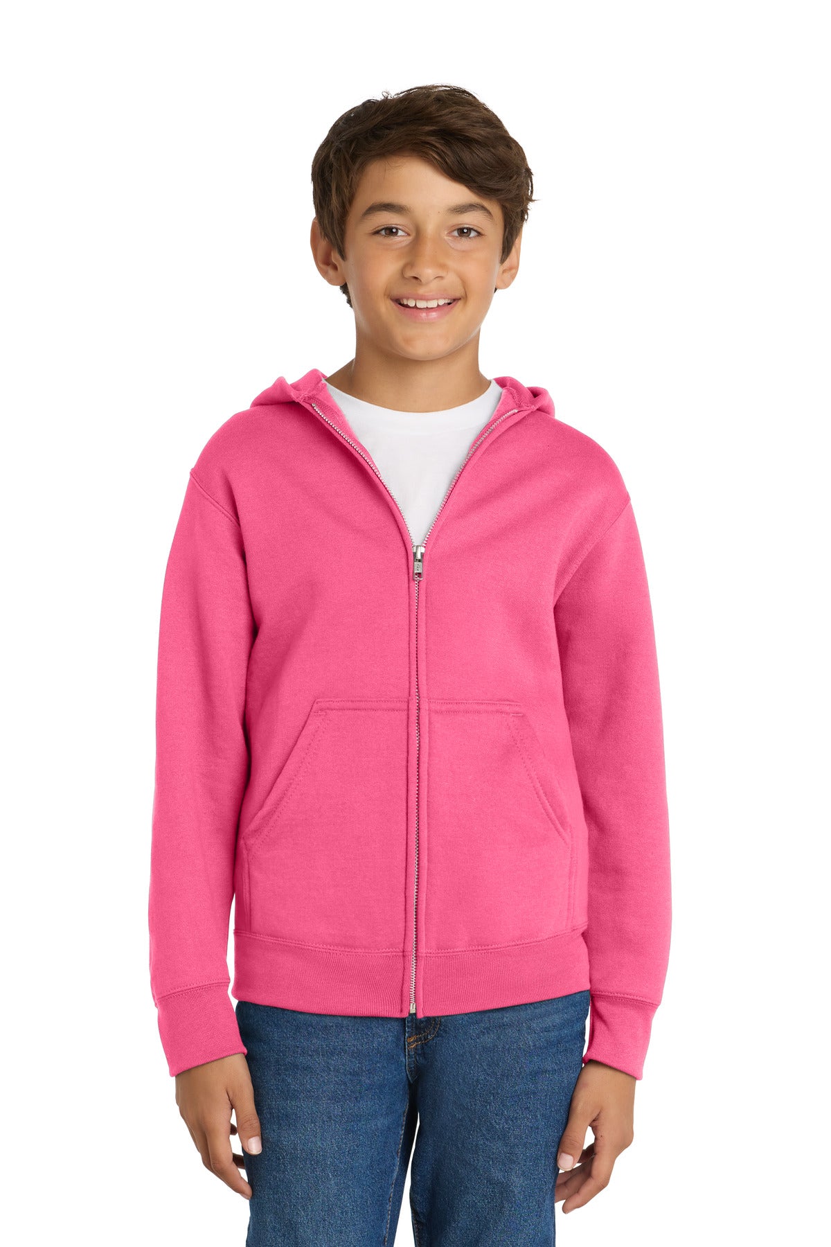 Port & Co™ Youth Core Fleece Full-Zip Hooded Sweatshirt.  PC90YZH