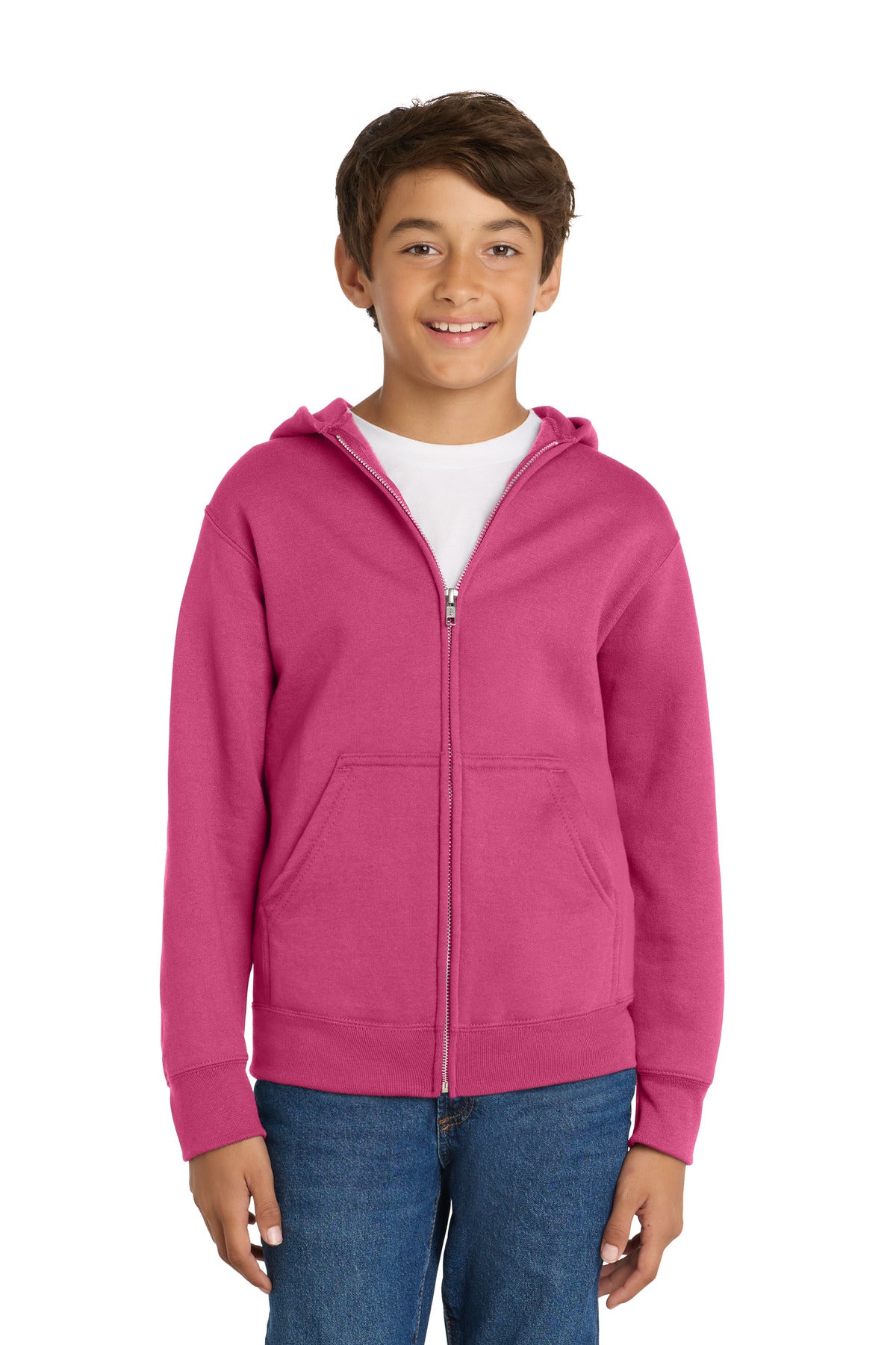 Port & Co™ Youth Core Fleece Full-Zip Hooded Sweatshirt.  PC90YZH