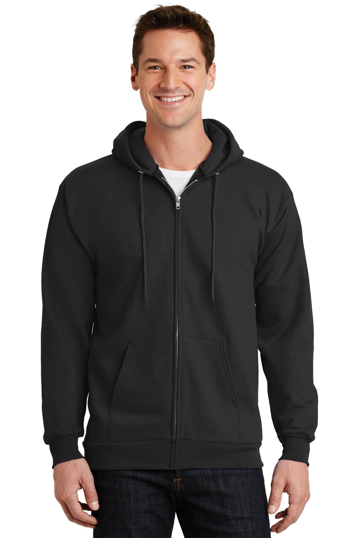 Port & Co™ Essential Fleece Full-Zip Hooded Sweatshirt.  PC90ZH