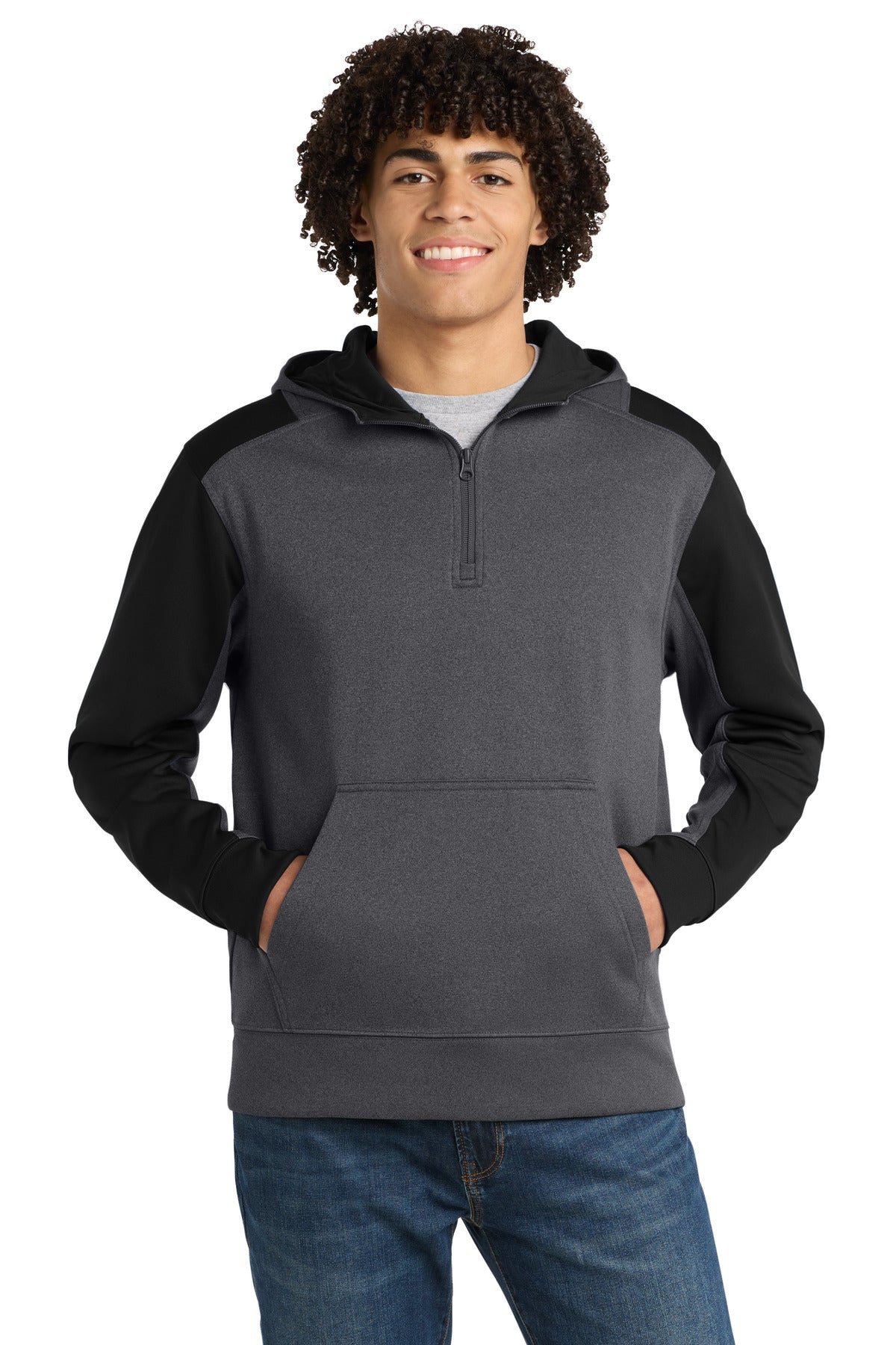 Sport-Tek®  Tech Fleece Colorblock 1/4-Zip Hooded Sweatshirt. ST249