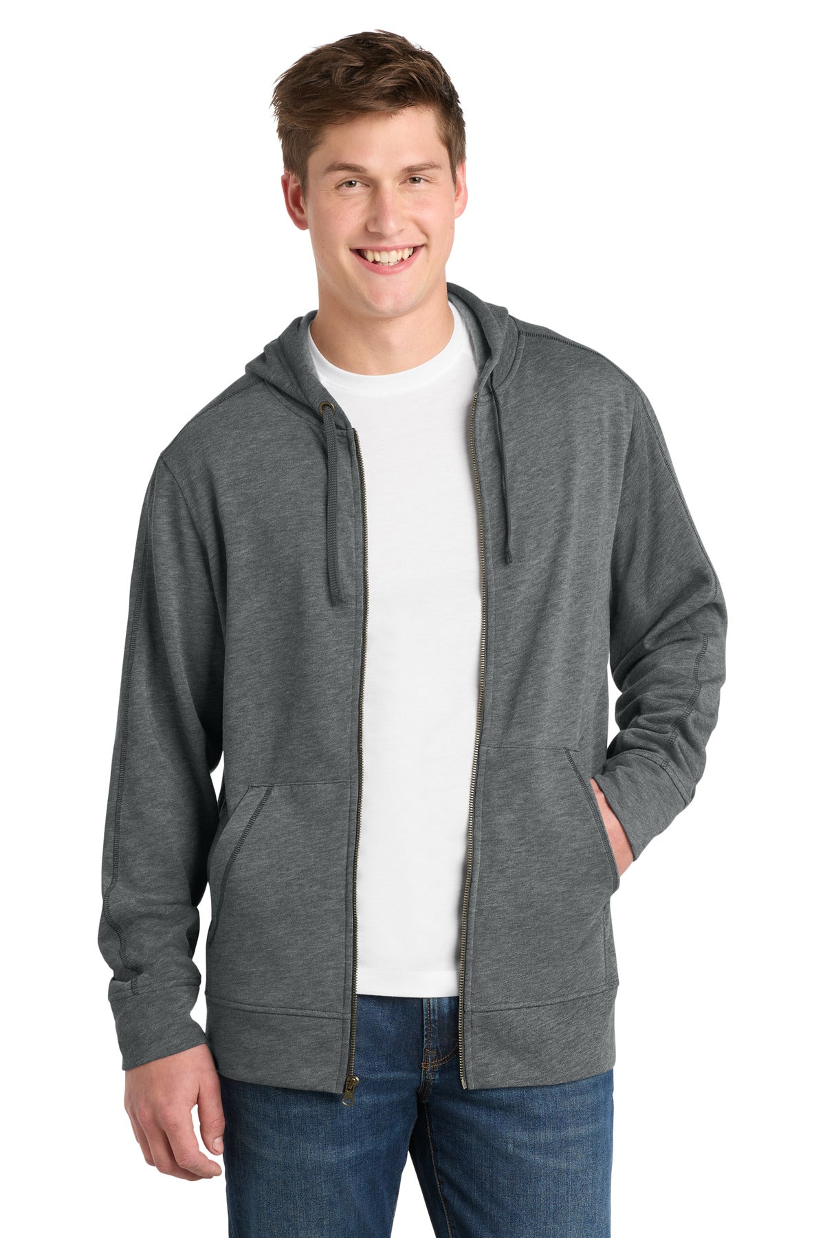 Sport-Tek ® PosiCharge ® Tri-Blend Wicking Fleece Full-Zip Hooded Jacket ST293