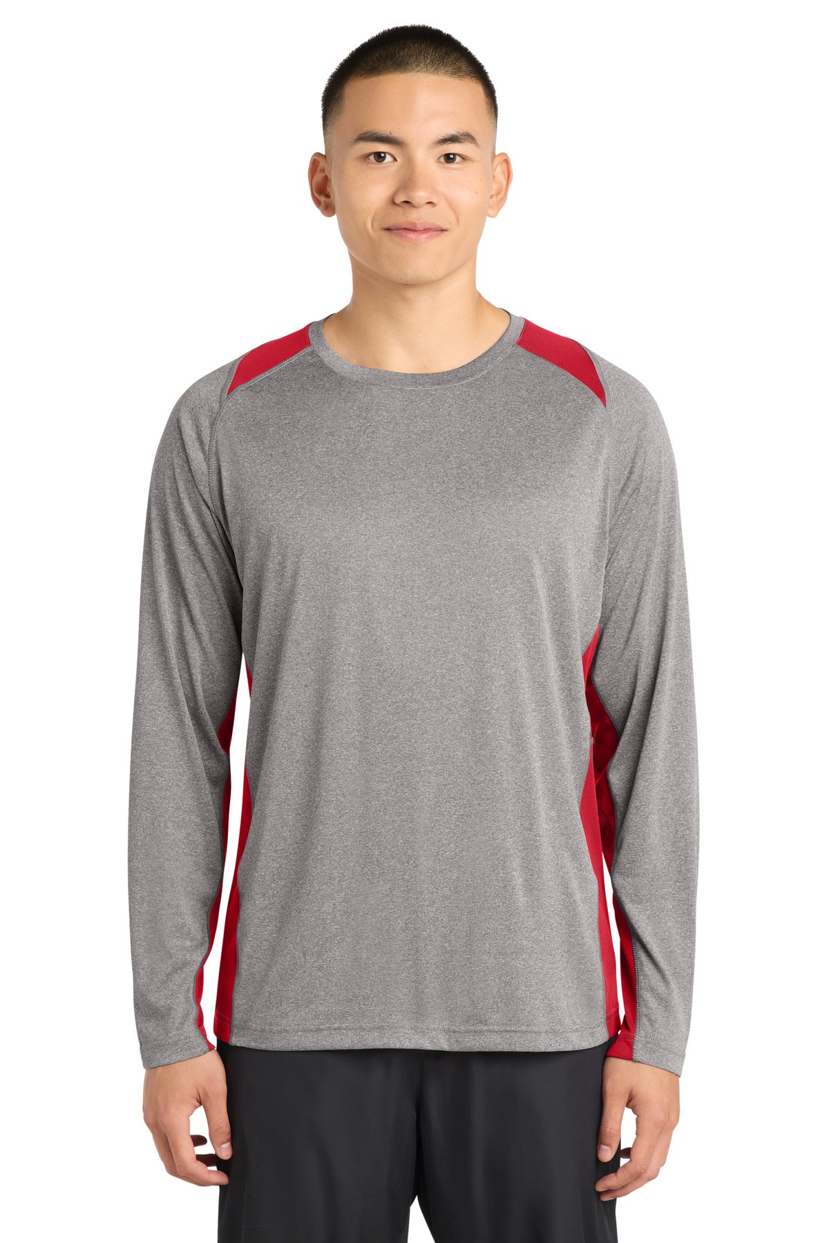 Sport-Tek® Long Sleeve Heather Colorblock Contender™ Tee. ST361LS
