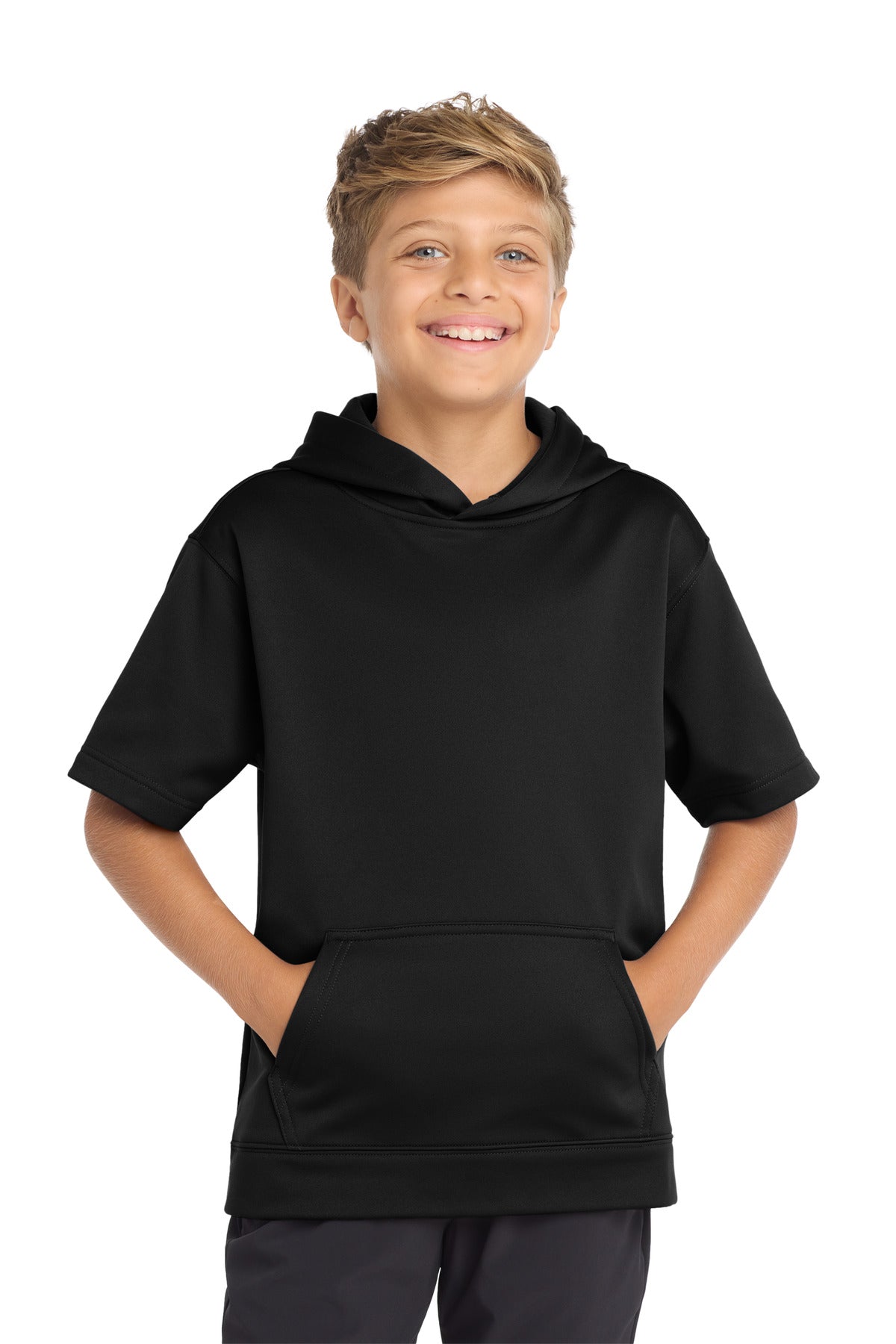 Sport-Tek ® Youth Sport-Wick ® Fleece Short Sleeve Hooded Pullover. YST251